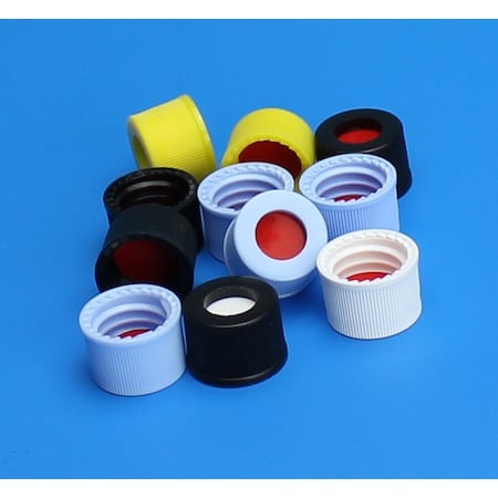Jg Finneran Black Open Top Preassembled Cap, PTFE/Red Rubber Septa, 0.040, PK100 804040-10